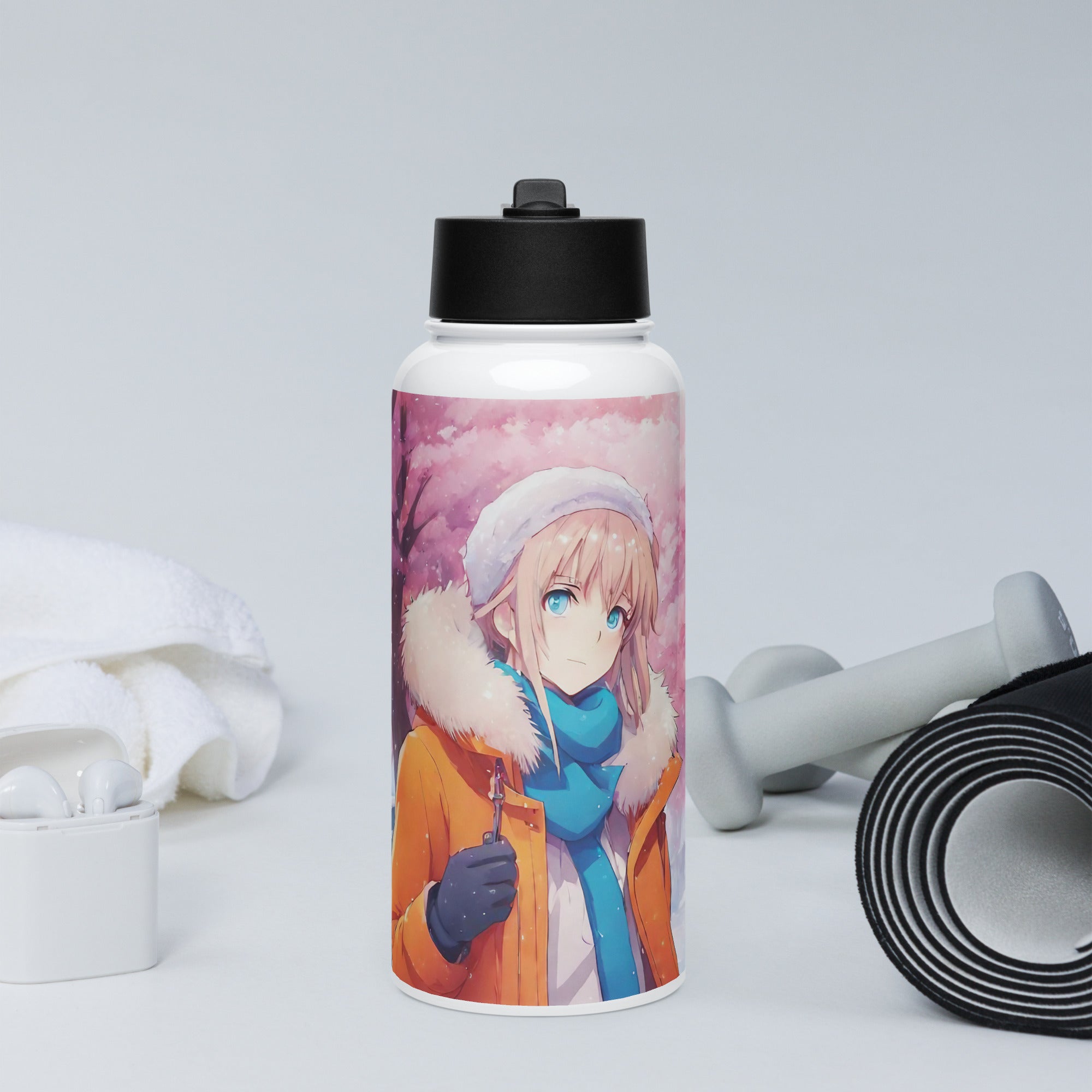 Stainless steel water bottle with a straw lid - WhatUWant2Buy