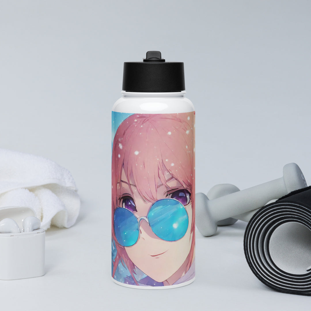 Stainless steel water bottle with a straw lid - WhatUWant2Buy