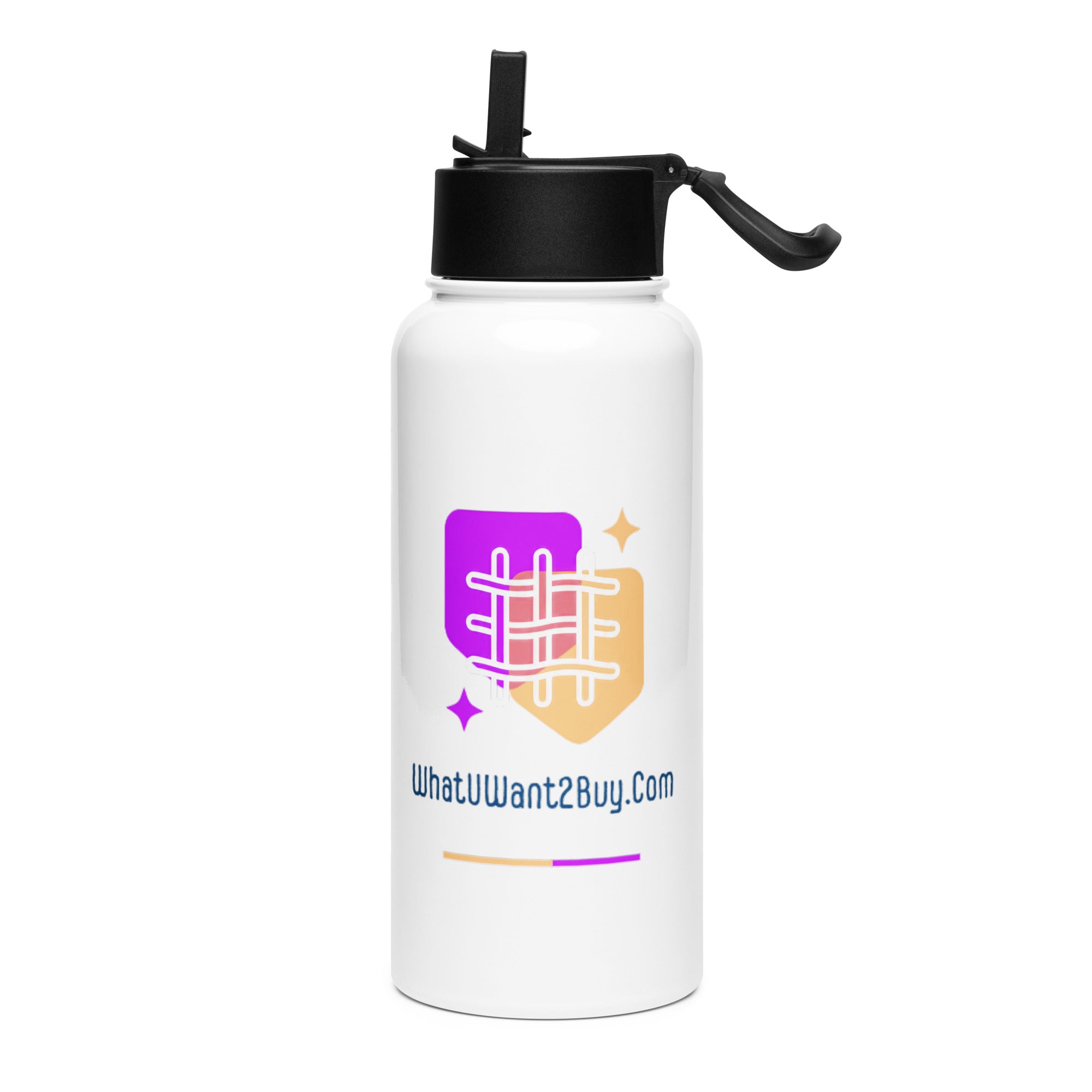 Stainless steel water bottle with a straw lid - WhatUWant2Buy