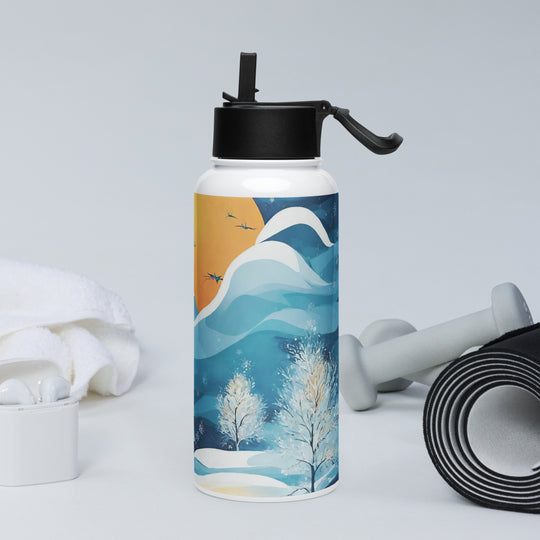 Stainless steel water bottle with a straw lid - WhatUWant2Buy
