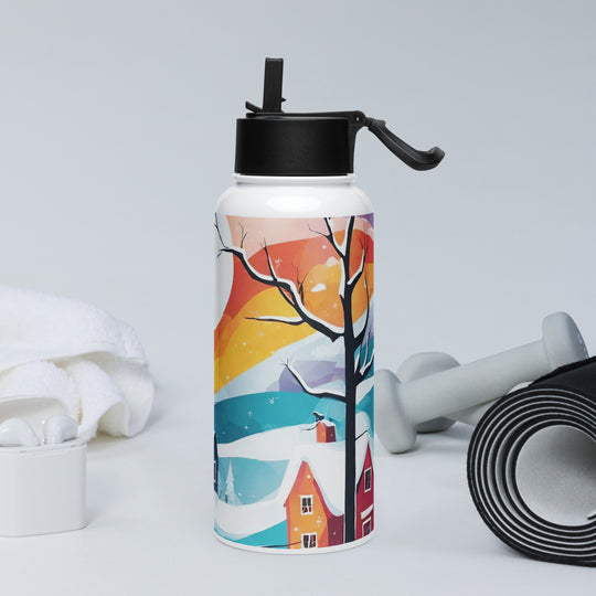 Stainless steel water bottle with a straw lid - WhatUWant2Buy