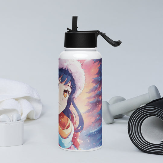 Stainless steel water bottle with a straw lid - WhatUWant2Buy