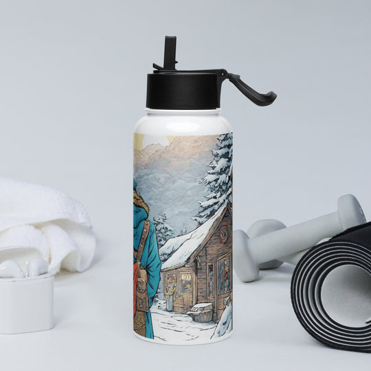Stainless steel water bottle with a straw lid - WhatUWant2Buy