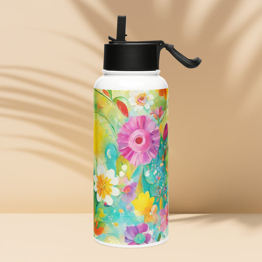 Stainless steel water bottle with a straw lid - WhatUWant2Buy