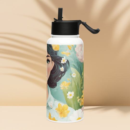 Stainless steel water bottle with a straw lid - WhatUWant2Buy