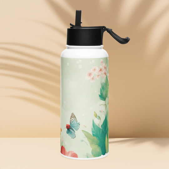 Stainless steel water bottle with a straw lid - WhatUWant2Buy