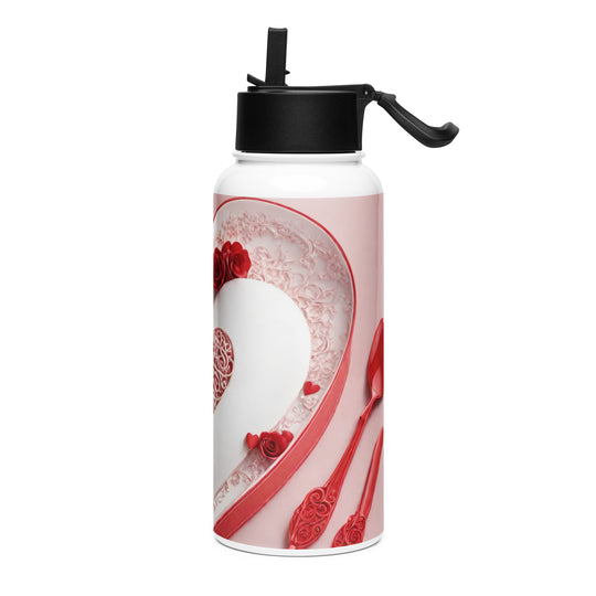 Stainless steel water bottle with a straw lid - WhatUWant2Buy
