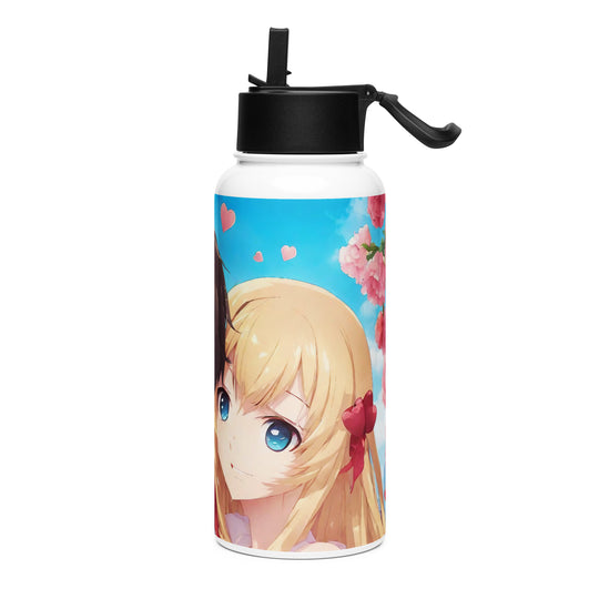 Stainless steel water bottle with a straw lid - WhatUWant2Buy