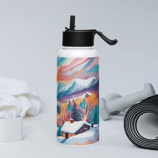 Stainless steel water bottle with a straw lid - WhatUWant2Buy