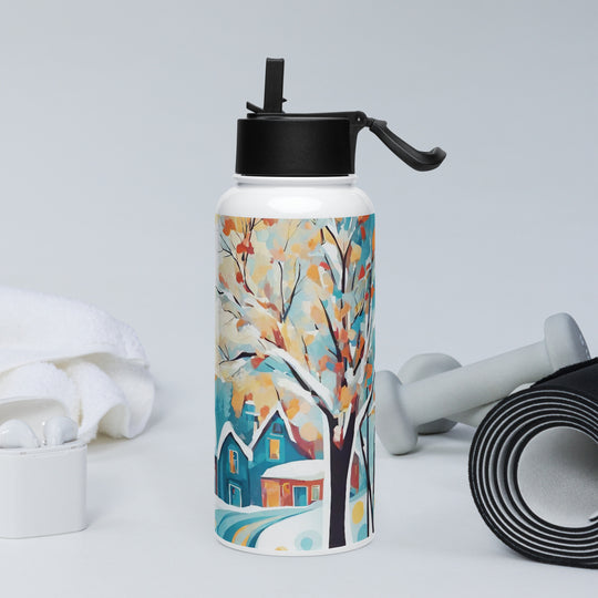 Stainless steel water bottle with a straw lid - WhatUWant2Buy