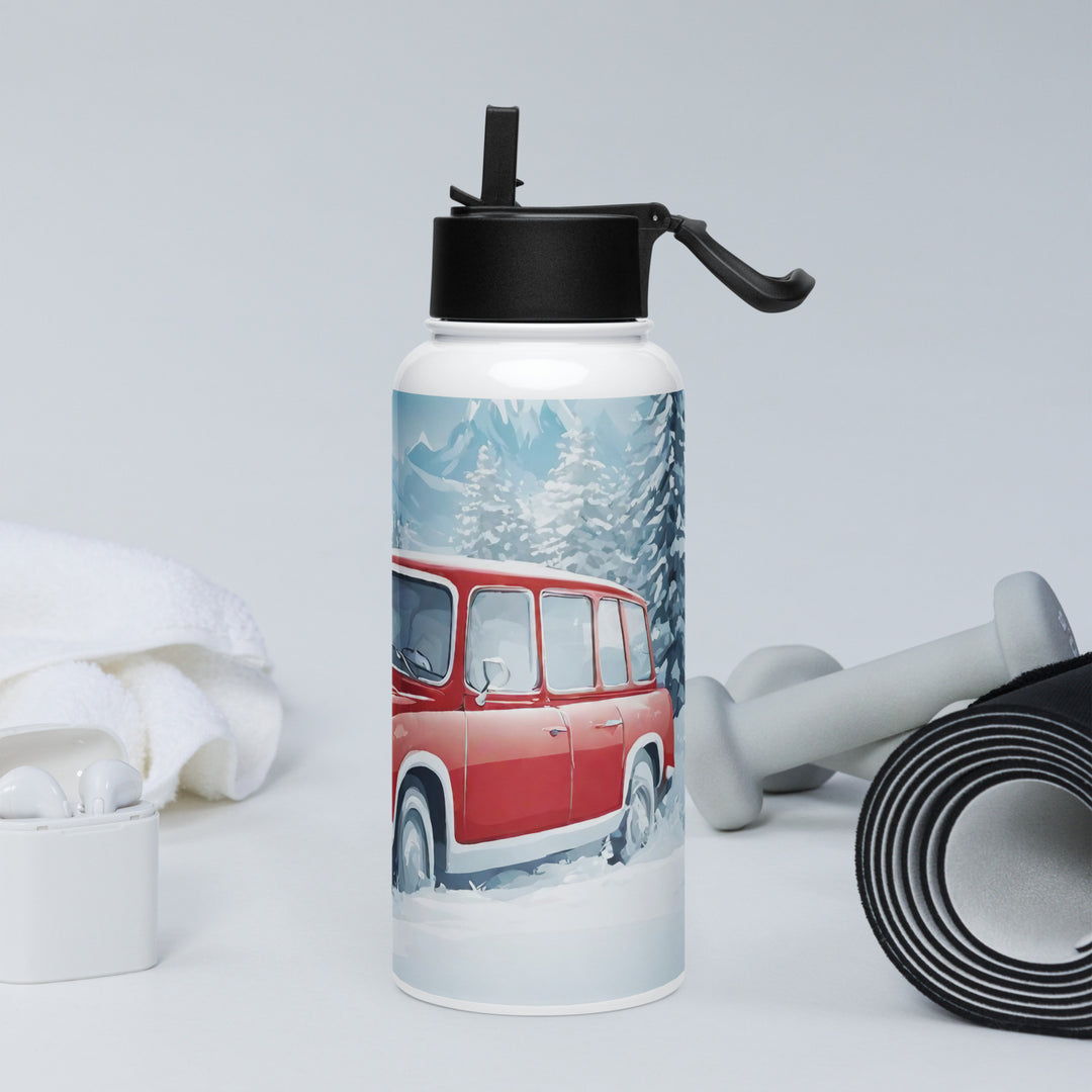 Stainless steel water bottle with a straw lid - WhatUWant2Buy