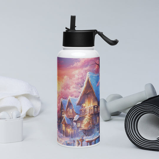 Stainless steel water bottle with a straw lid - WhatUWant2Buy