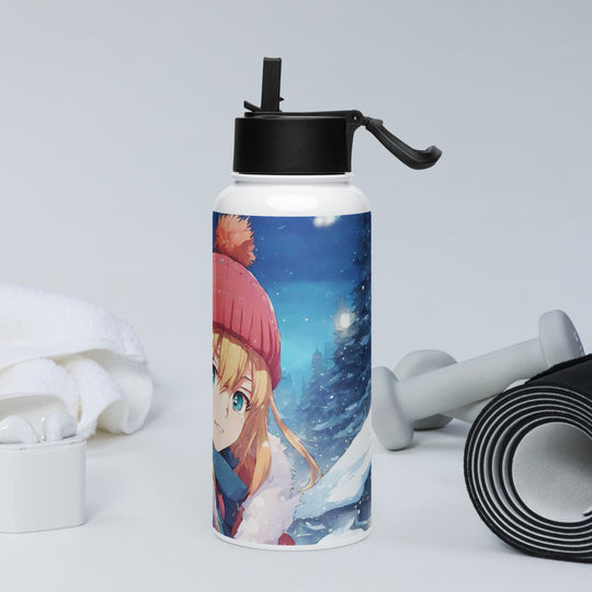 Stainless steel water bottle with a straw lid - WhatUWant2Buy