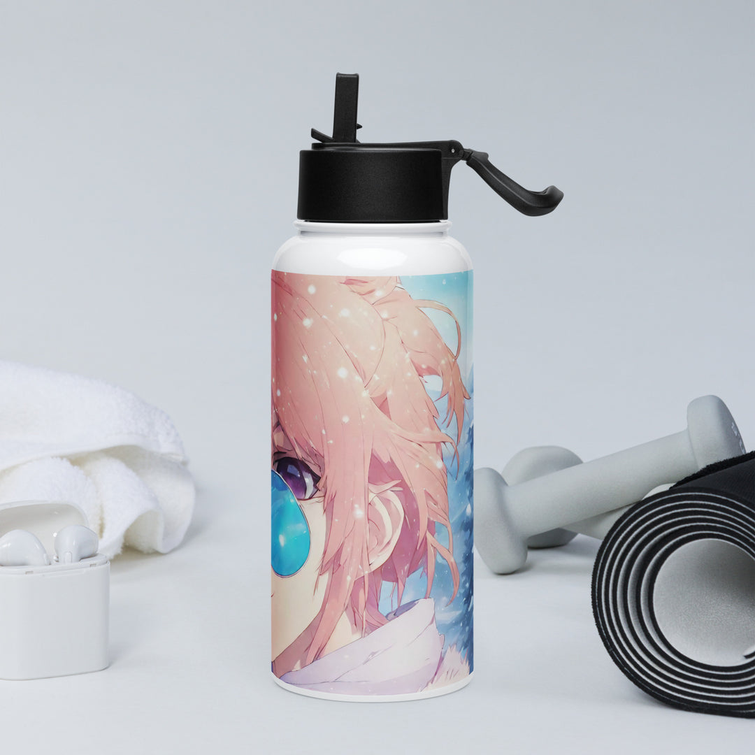 Stainless steel water bottle with a straw lid - WhatUWant2Buy