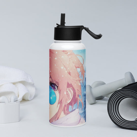 Stainless steel water bottle with a straw lid - WhatUWant2Buy
