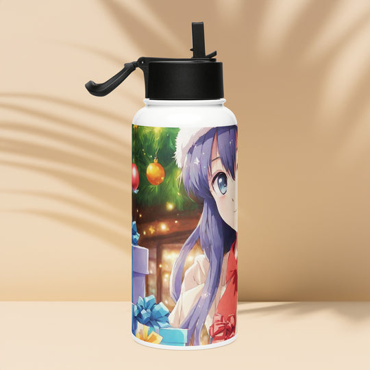 Stainless steel water bottle with a straw lid - WhatUWant2Buy