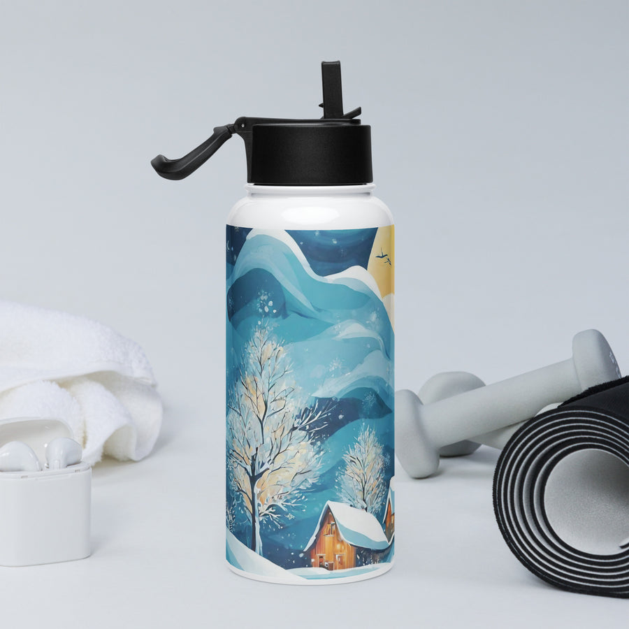 Stainless steel water bottle with a straw lid - WhatUWant2Buy