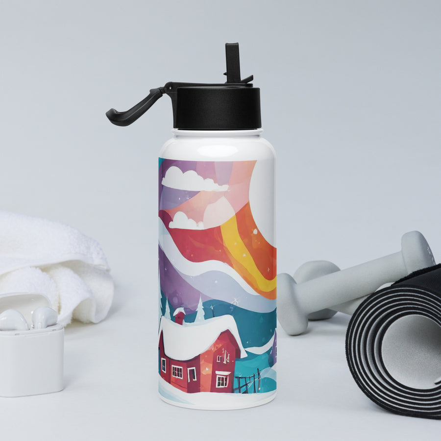 Stainless steel water bottle with a straw lid - WhatUWant2Buy