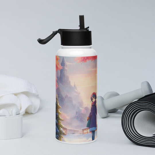 Stainless steel water bottle with a straw lid - WhatUWant2Buy