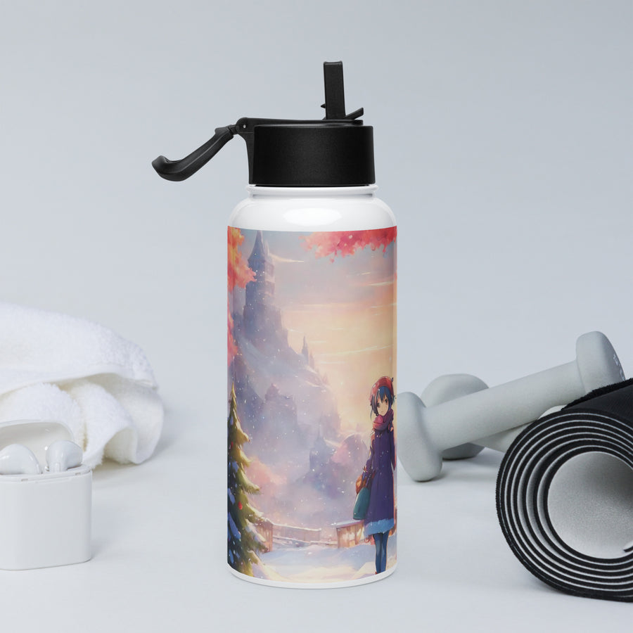 Stainless steel water bottle with a straw lid - WhatUWant2Buy