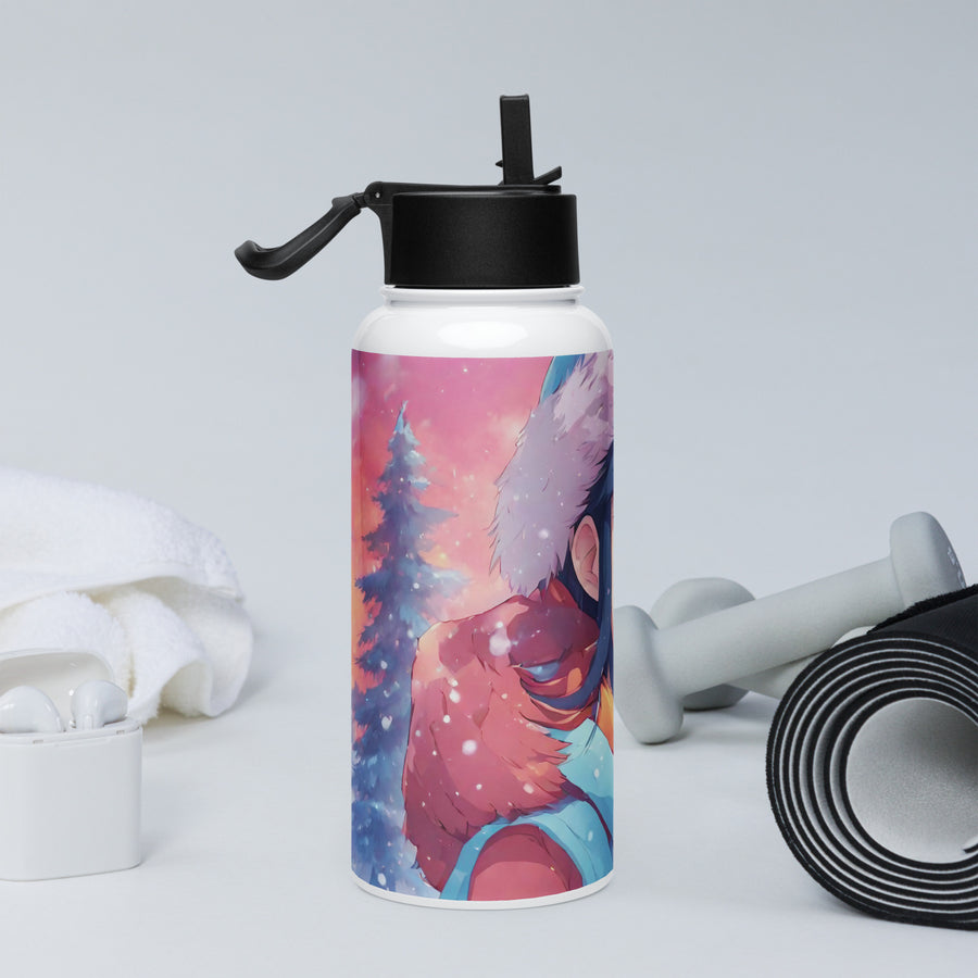 Stainless steel water bottle with a straw lid - WhatUWant2Buy