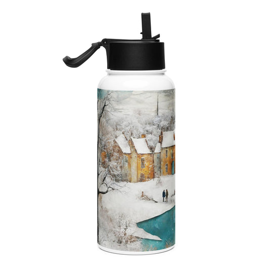 Stainless steel water bottle with a straw lid - WhatUWant2Buy