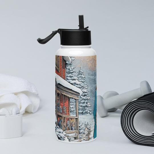 Stainless steel water bottle with a straw lid - WhatUWant2Buy