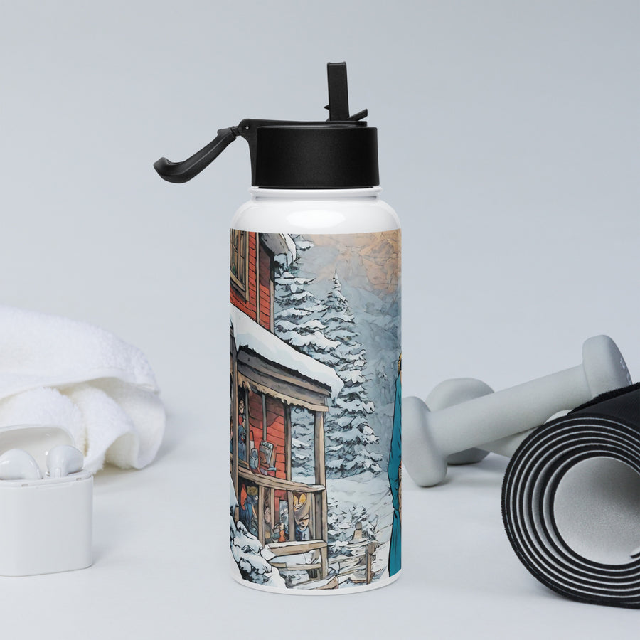 Stainless steel water bottle with a straw lid - WhatUWant2Buy