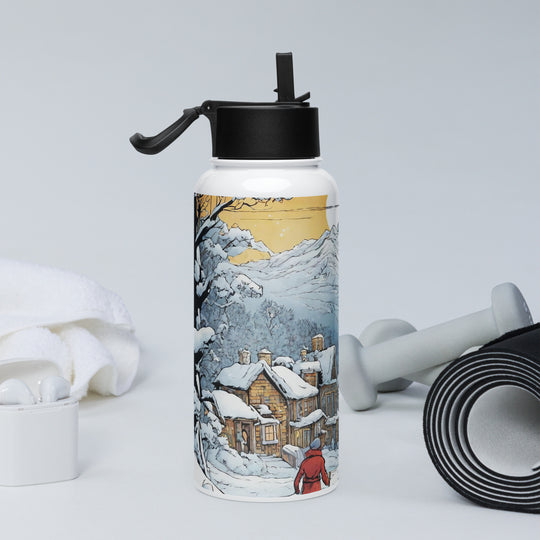 Stainless steel water bottle with a straw lid - WhatUWant2Buy