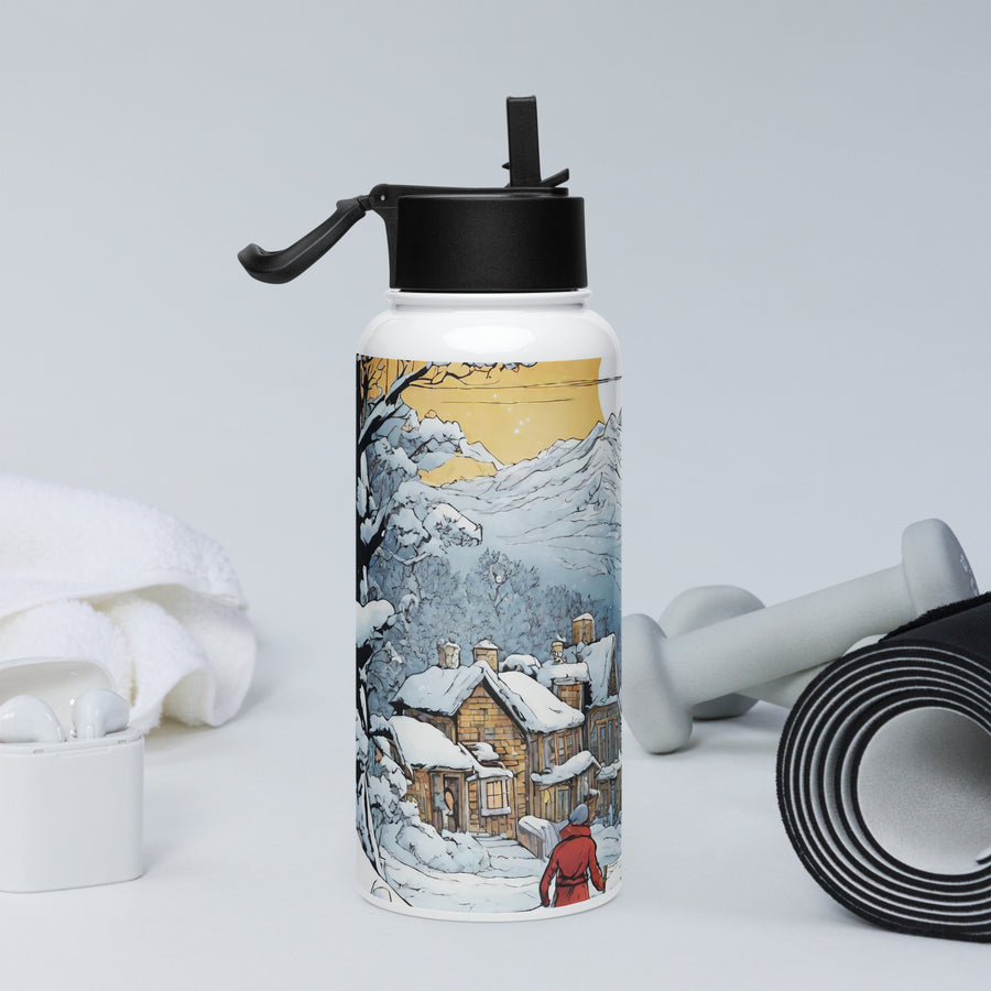 Stainless steel water bottle with a straw lid - WhatUWant2Buy