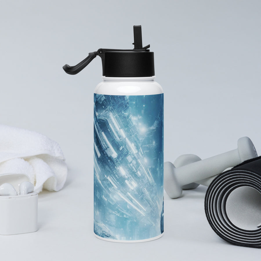 Stainless steel water bottle with a straw lid - WhatUWant2Buy