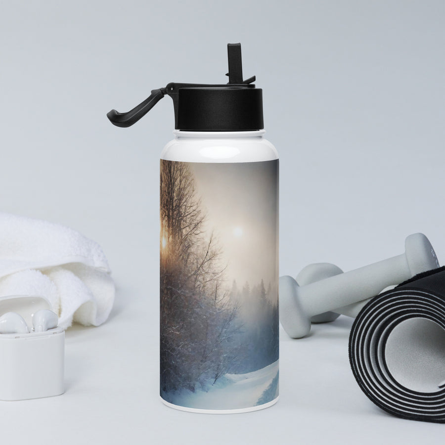 Stainless steel water bottle with a straw lid - WhatUWant2Buy