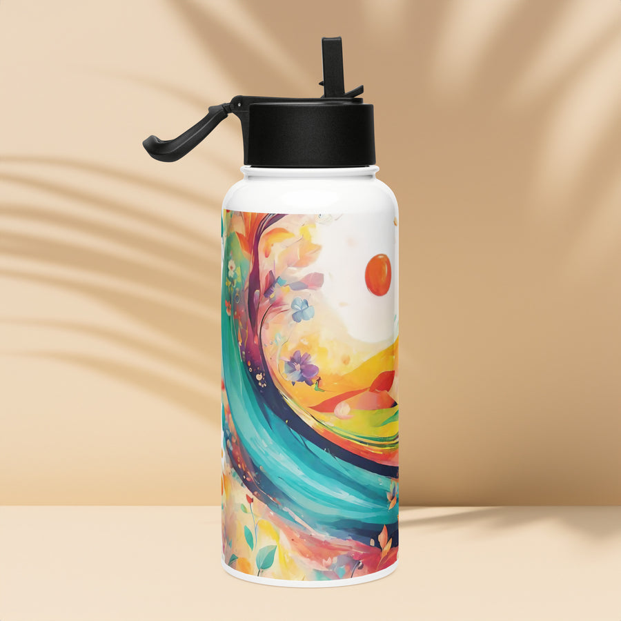 Stainless steel water bottle with a straw lid - WhatUWant2Buy