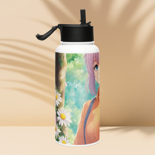 Stainless steel water bottle with a straw lid - WhatUWant2Buy