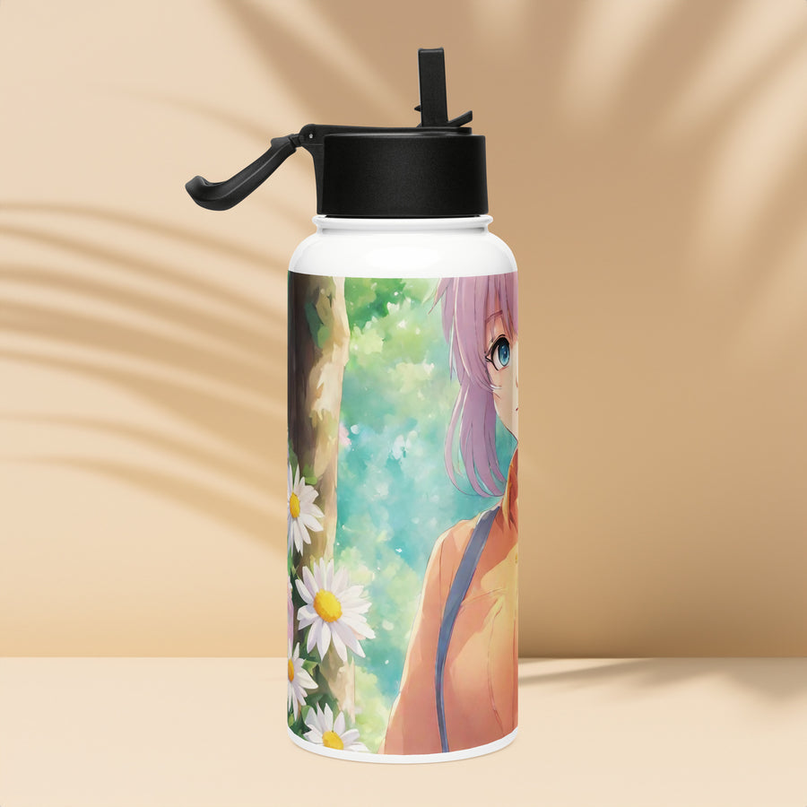 Stainless steel water bottle with a straw lid - WhatUWant2Buy