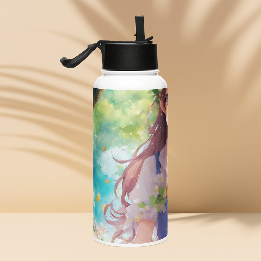 Stainless steel water bottle with a straw lid - WhatUWant2Buy