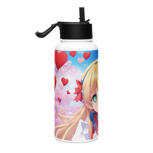 Stainless steel water bottle with a straw lid - WhatUWant2Buy