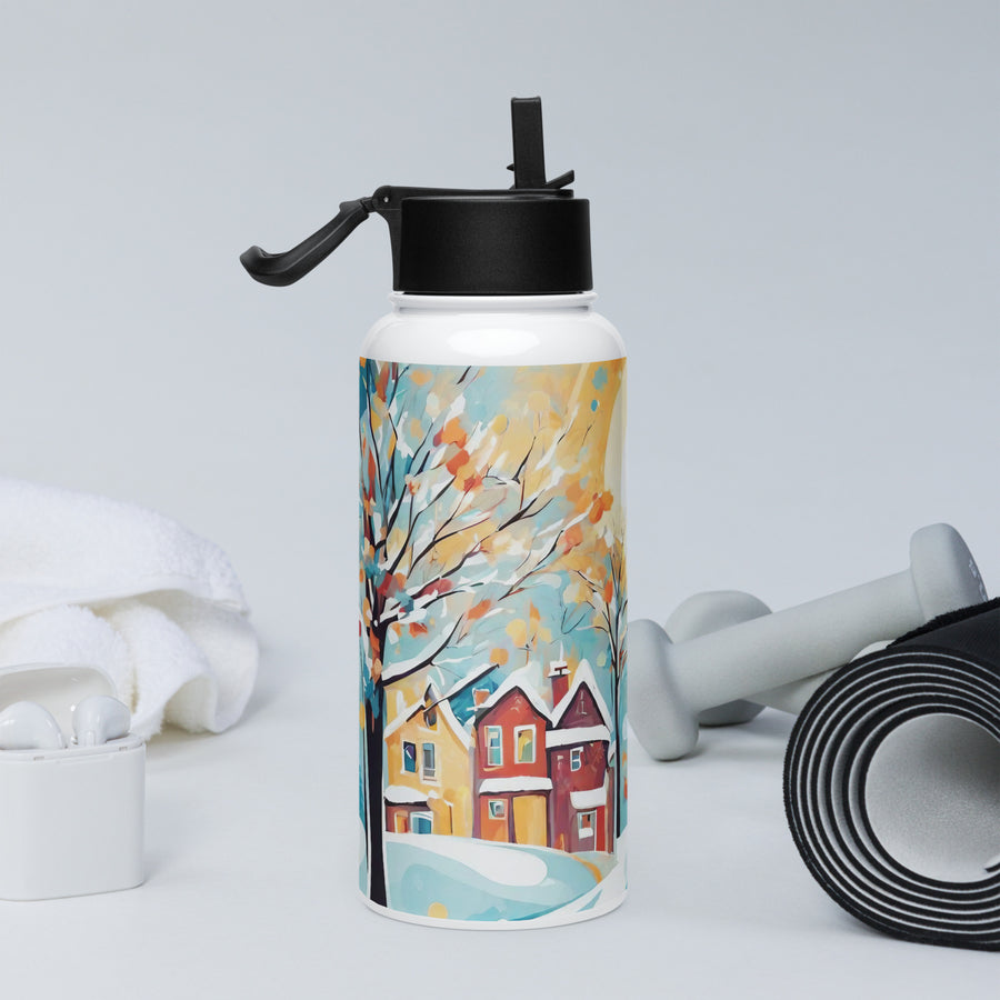 Stainless steel water bottle with a straw lid - WhatUWant2Buy