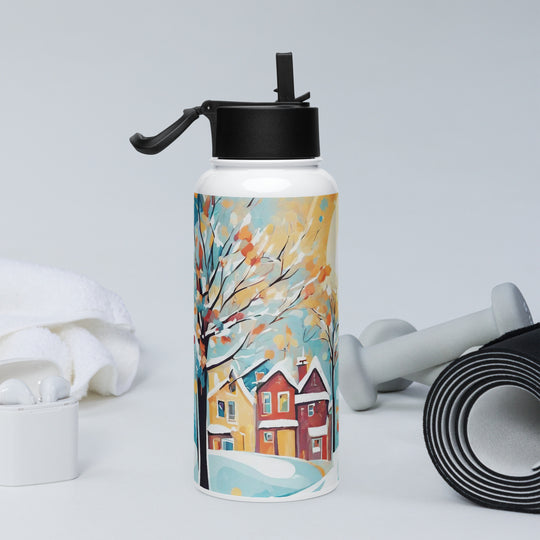 Stainless steel water bottle with a straw lid - WhatUWant2Buy
