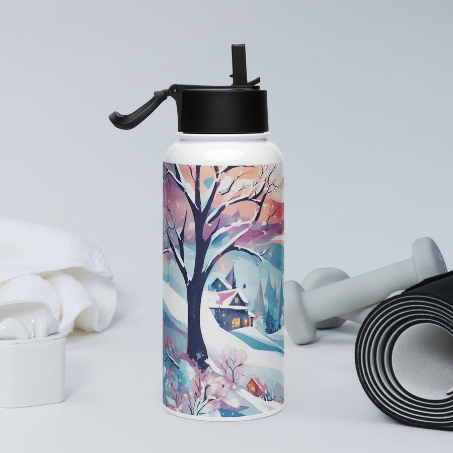 Stainless steel water bottle with a straw lid - WhatUWant2Buy