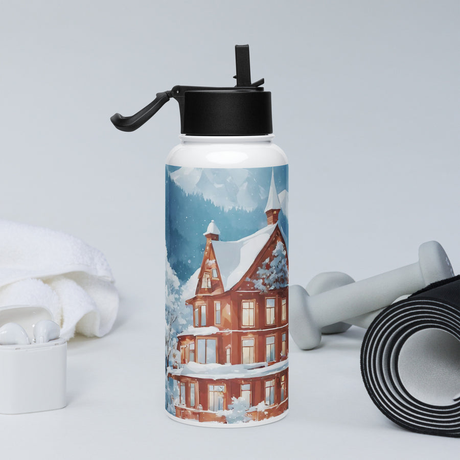 Stainless steel water bottle with a straw lid - WhatUWant2Buy