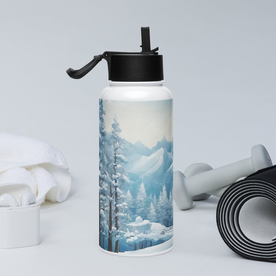 Stainless steel water bottle with a straw lid - WhatUWant2Buy