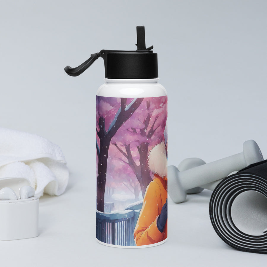 Stainless steel water bottle with a straw lid - WhatUWant2Buy