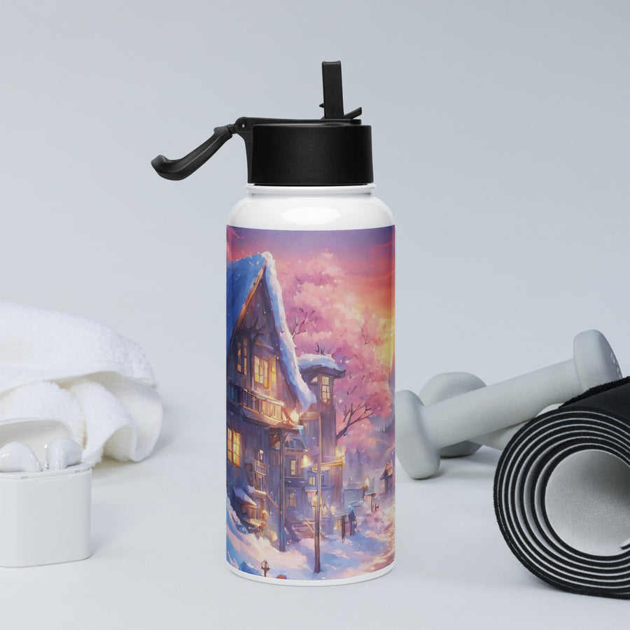 Stainless steel water bottle with a straw lid - WhatUWant2Buy