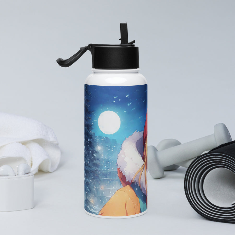 Stainless steel water bottle with a straw lid - WhatUWant2Buy