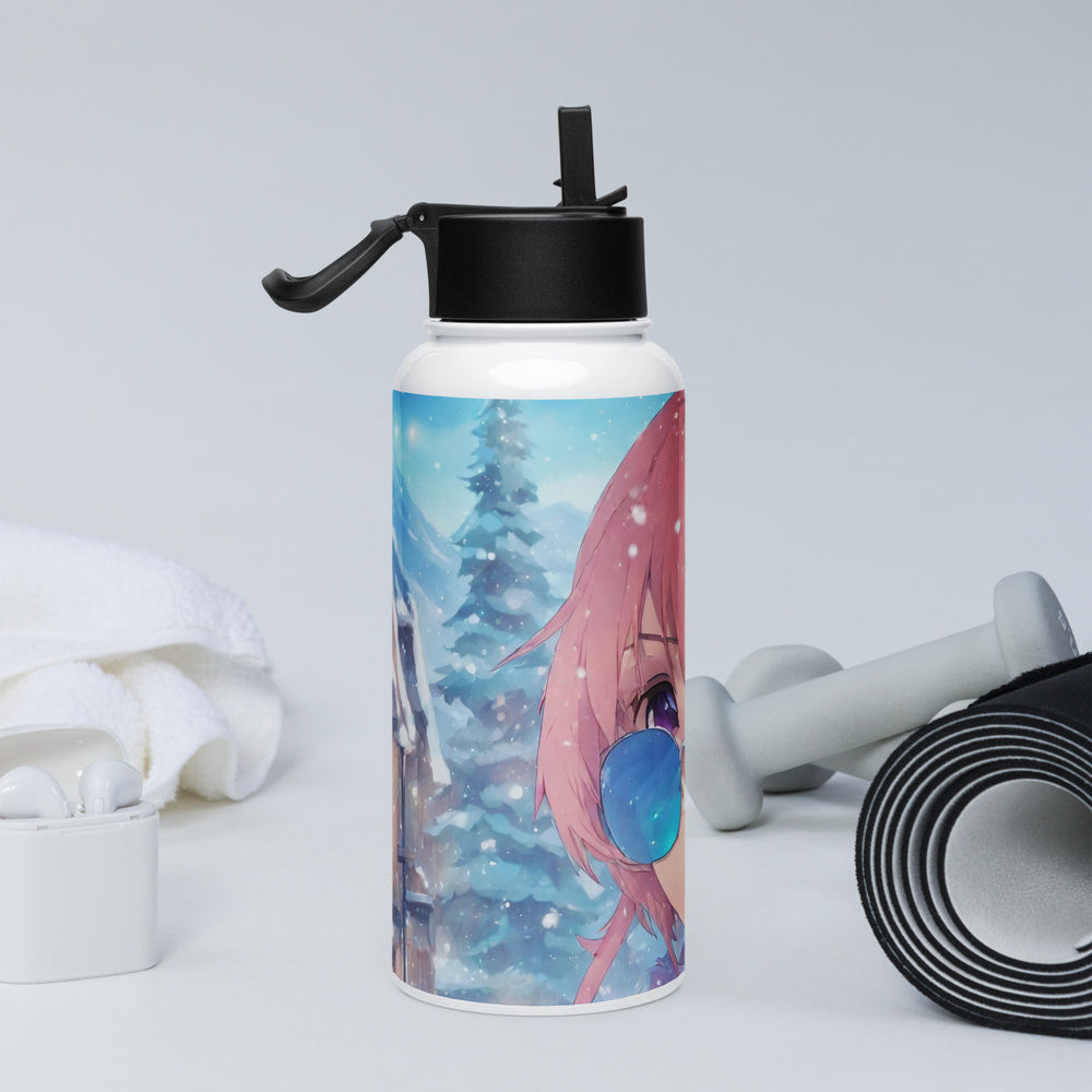 Stainless steel water bottle with a straw lid - WhatUWant2Buy