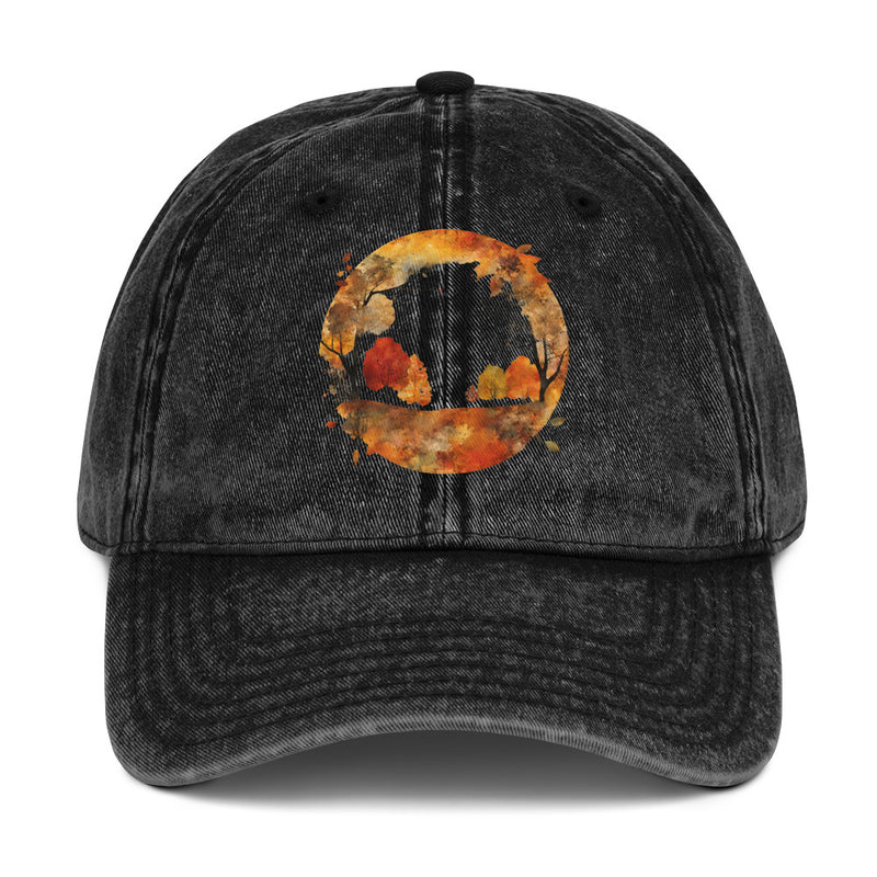 Autumn Collage Vintage Cotton Twill Cap | Autumn AI-Designed 1