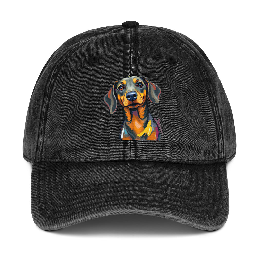 Dachshund Abstract Vintage Cotton Twill Cap | Everyday AI-Designed 1