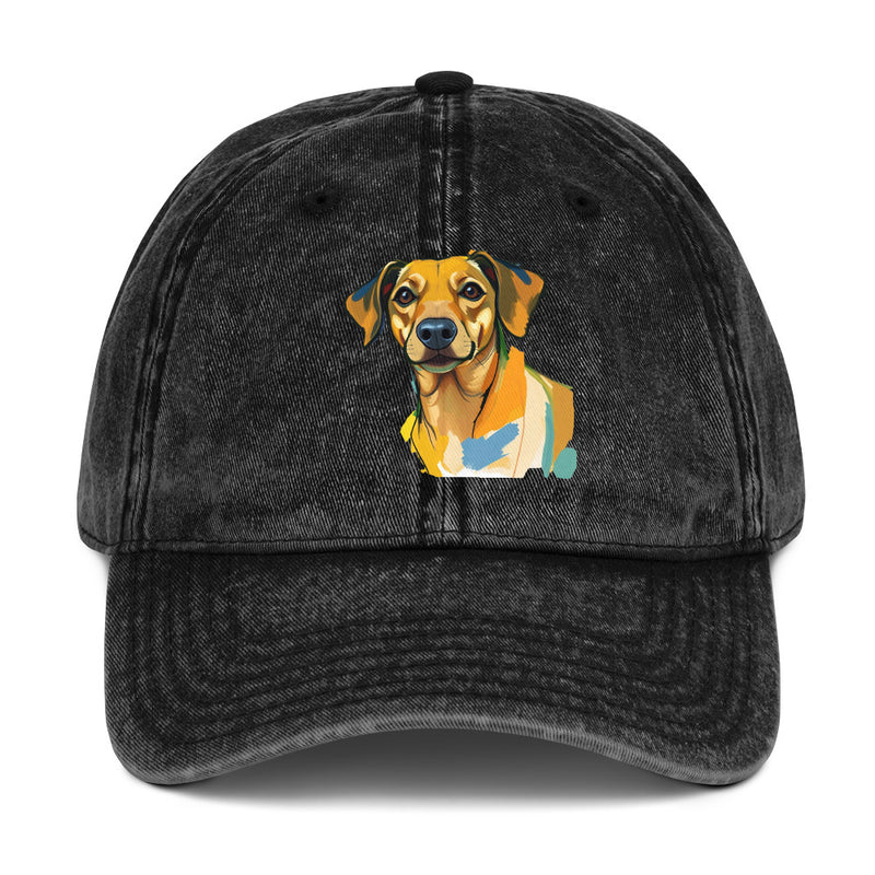 Dachshund Abstract Vintage Cotton Twill Cap | Everyday AI-Designed 2
