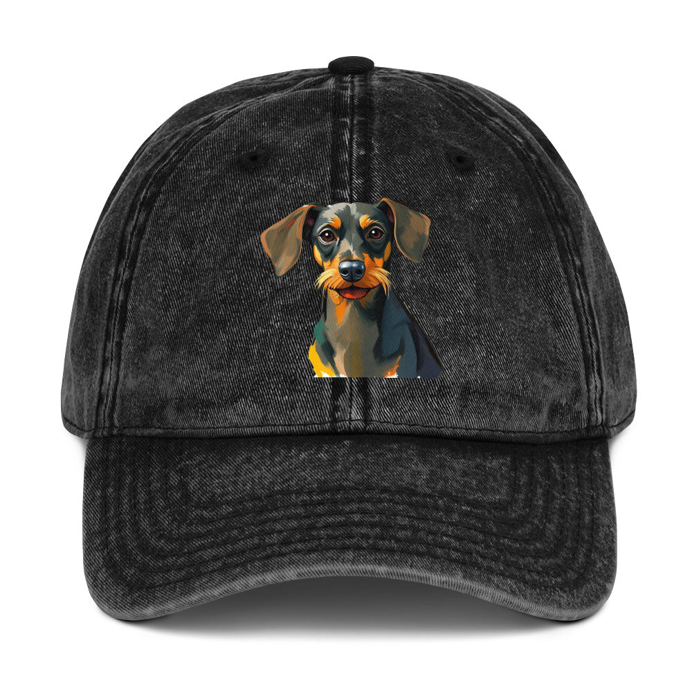 Dachshund Abstract Vintage Cotton Twill Cap | Everyday AI-Designed 3